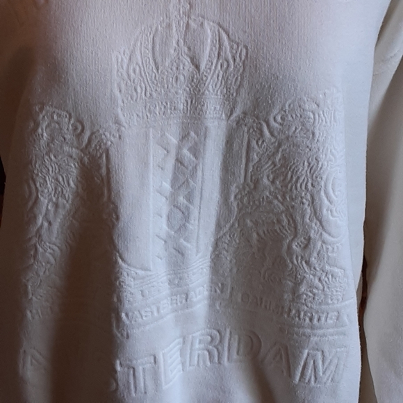 AMSTERDAM...HOLLAND Crest Cotton Blend Sweatshirt White on White NORTEX PRINT M - Picture 8 of 10
